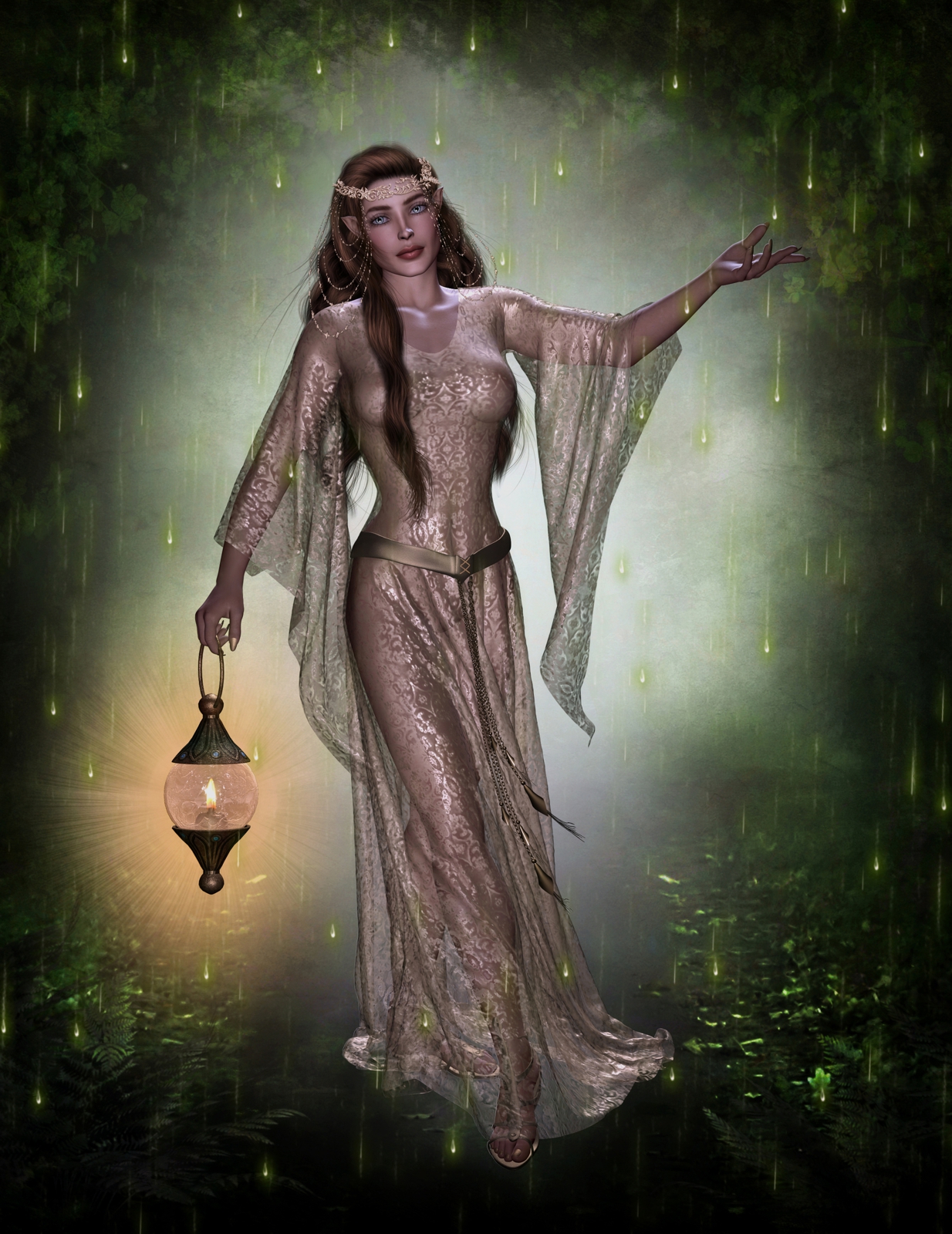 Leinwand Bild edel Fantasy Gothic Elfen Mädchen