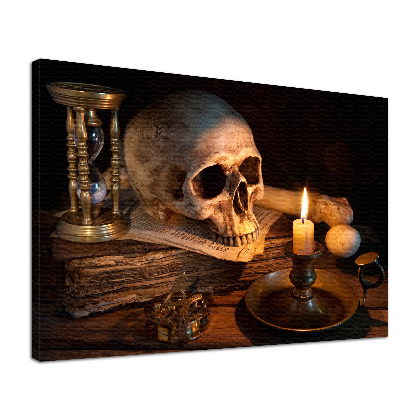 Leinwand Bild edel  Gothic Totenkopf Skull Sanduhr