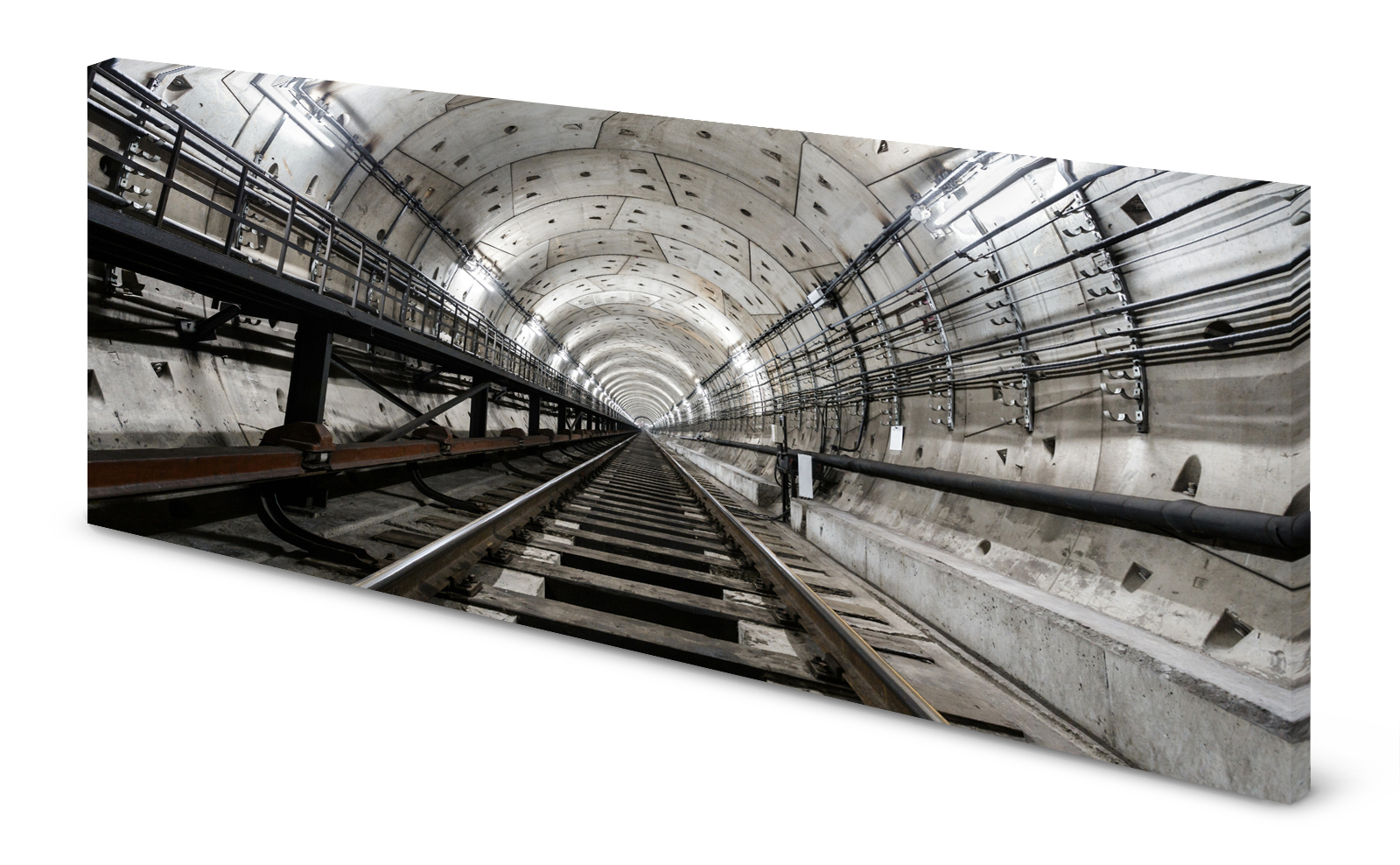 Magnettafel Bild Industrial Style Zug Tunnel Schienen gekantet