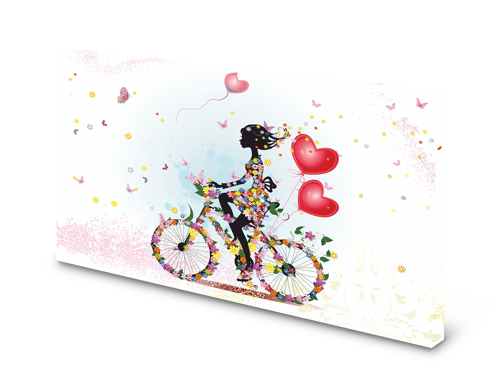 Magnettafel Pinnwand Bild Blumen Blumenmädchen Fahrrad gekantet