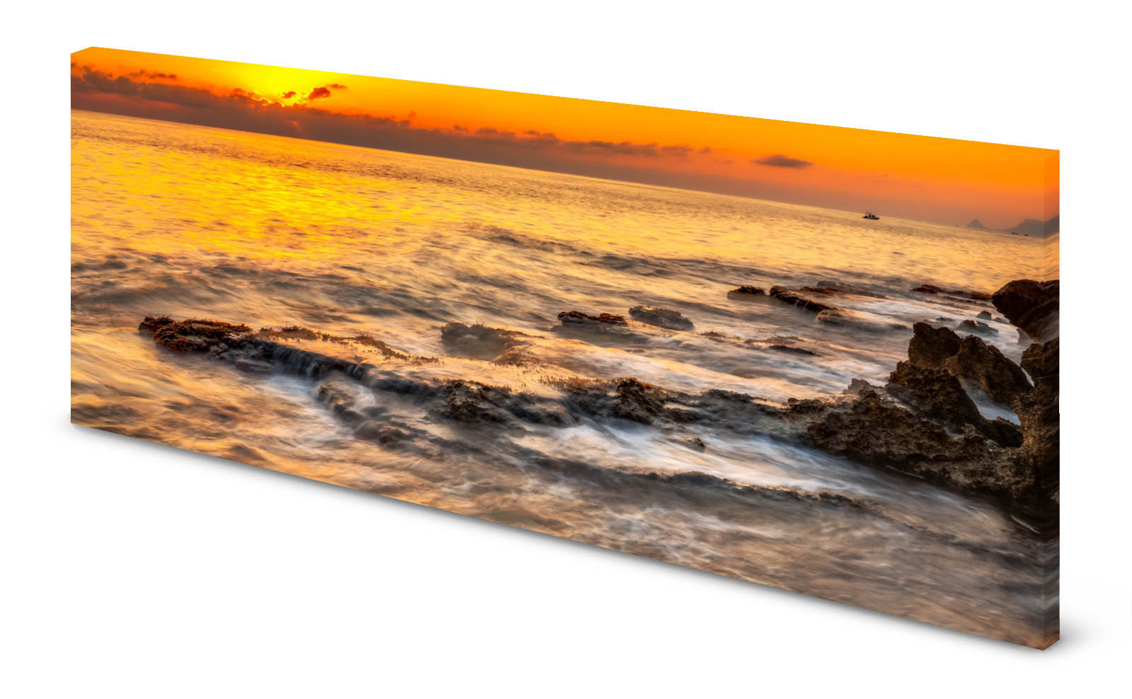 Magnettafel Pinnwand Bild Strand Brandung Sonnenuntergang gekantet