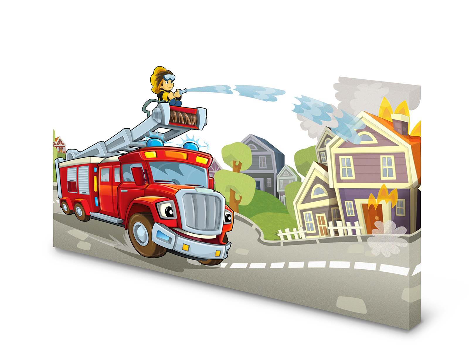 Magnettafel Pinnwand Bild   Feuerwehr Feuerwehrauto Kinder gekantet