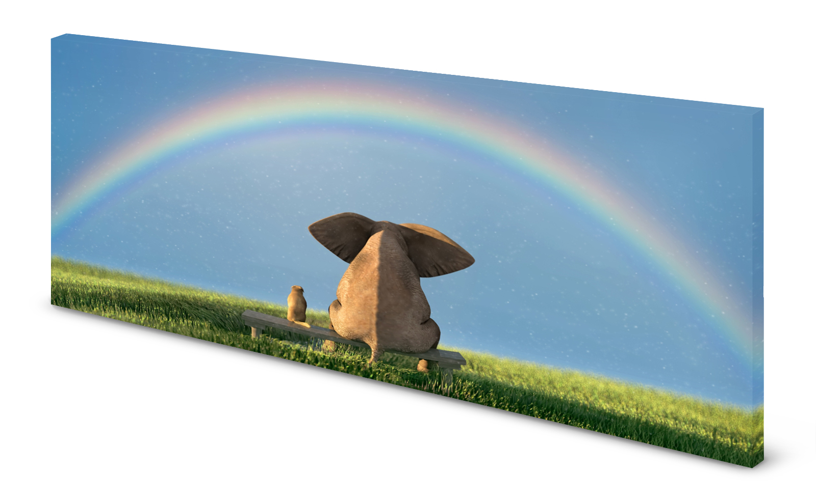 Magnettafel Pinnwand Bild Elefant Hund Freundschaft Regenbogen gekantet