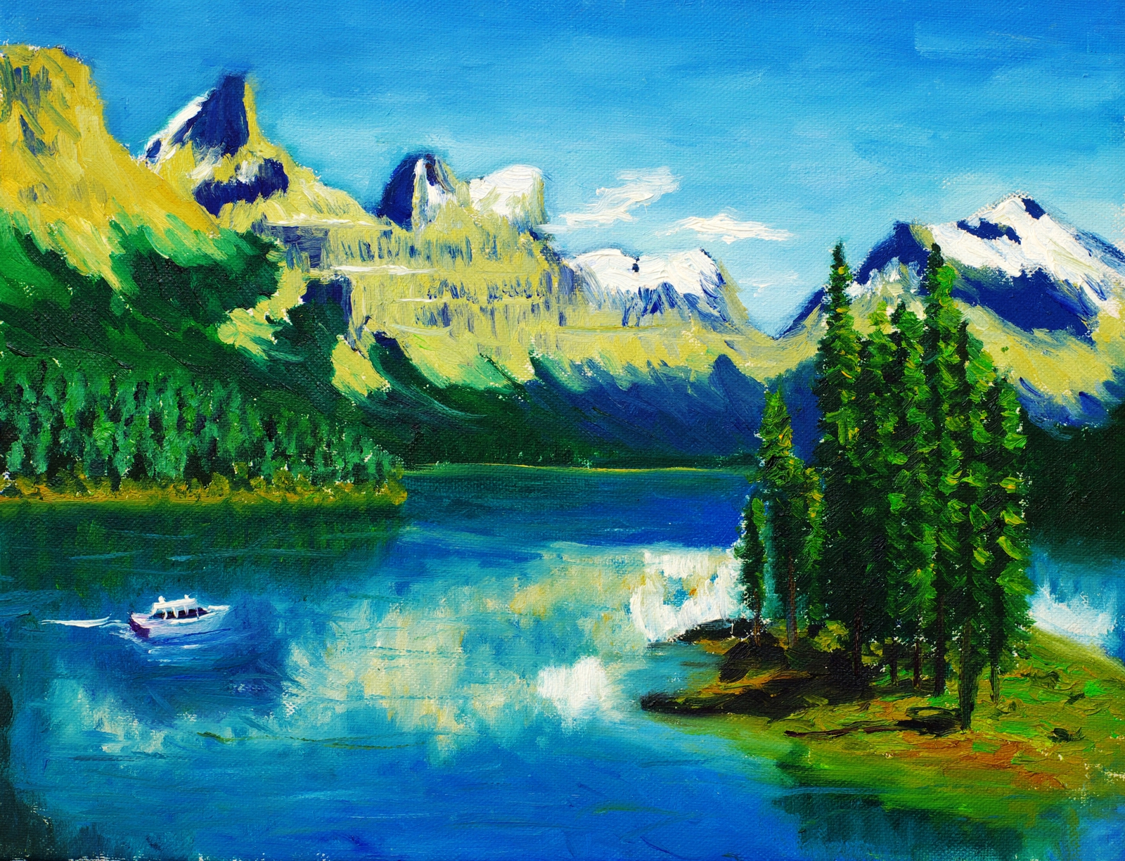 Leinwandbild Gemälde Berge