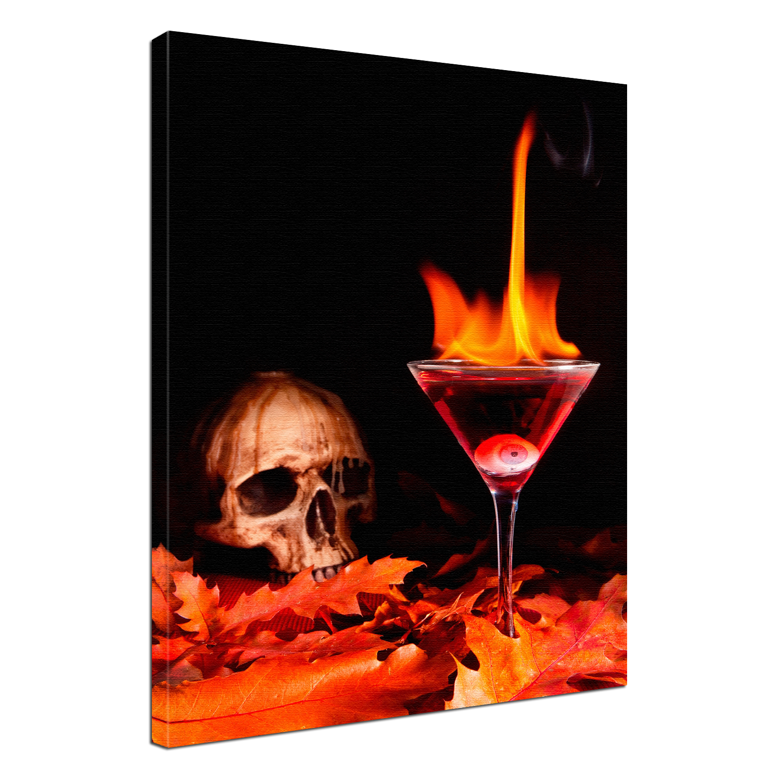 Leinwand Bild edel Fantasy Gothic Totenkopf Cocktail