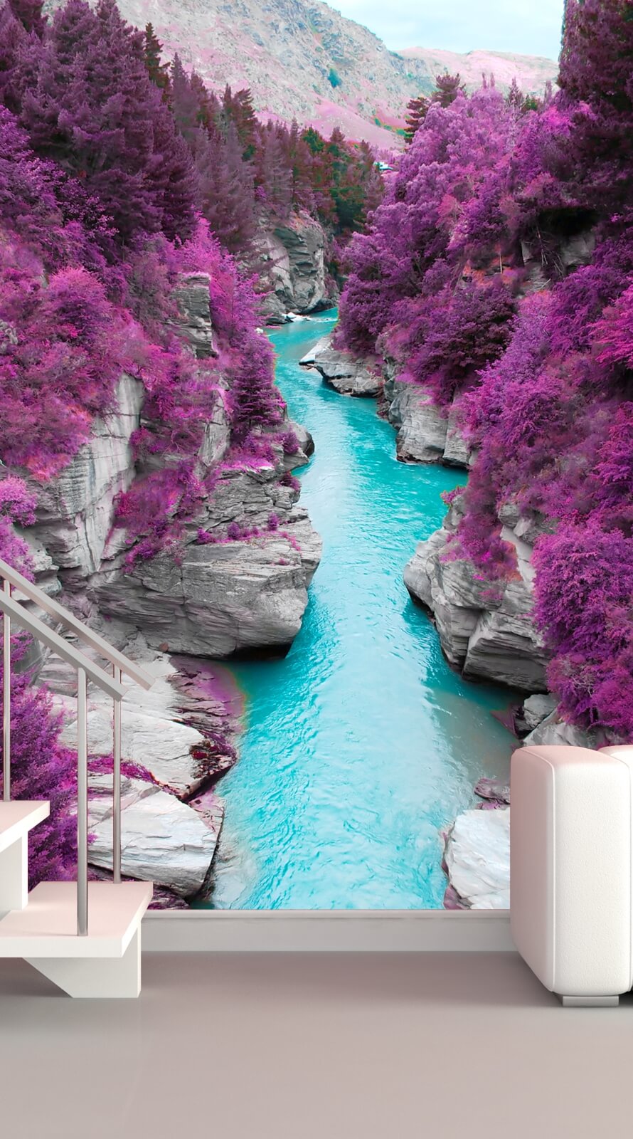 Vlies XXL-Poster Fototapete Natur & Blumen Fluss in Lila