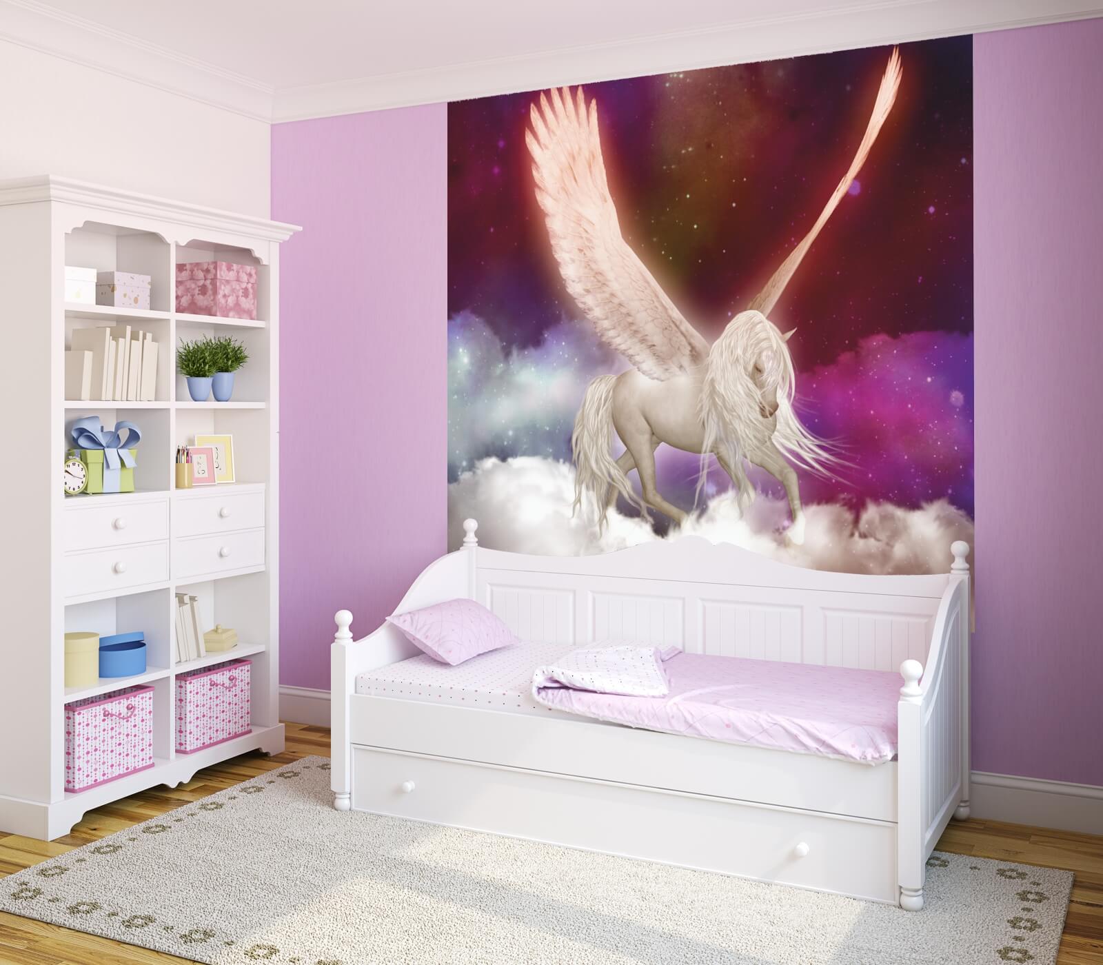 Kinderzimmer Tapete Vlies XXL-Poster Fototapete Pegasus Einhorn Flügel lila