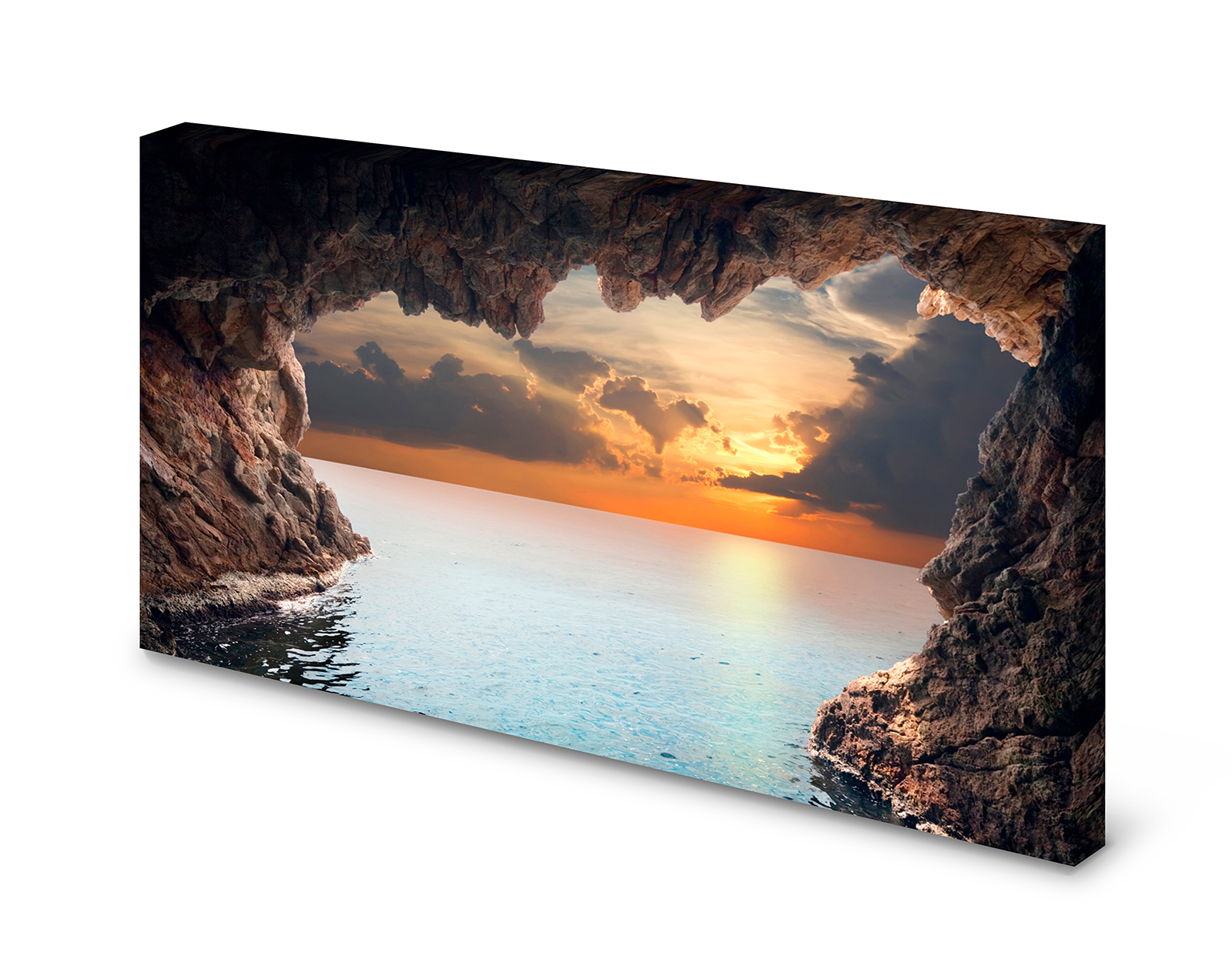 Magnettafel Pinnwand Bild Natur Meer Sonne Grotte Horizont gekantet