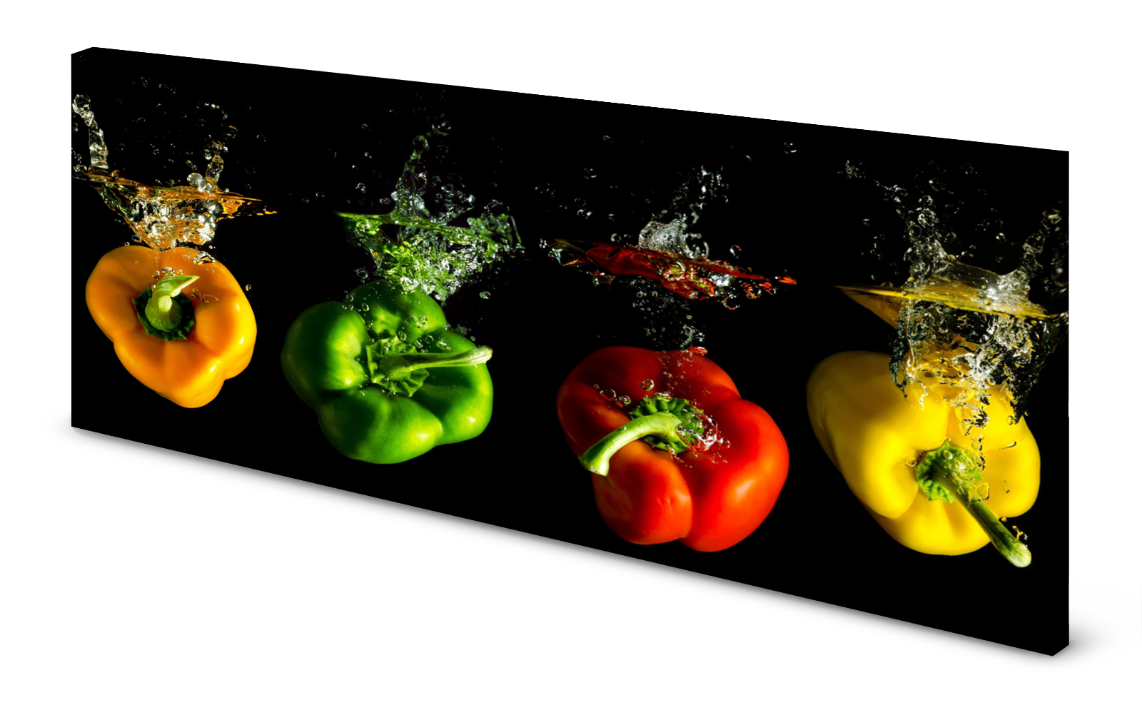 Magnettafel Pinnwand Bild Küche Paprika schwarz bunt gekantet