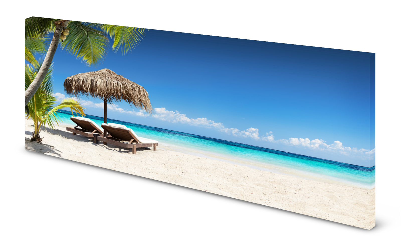 Magnettafel Pinnwand Bild Insel Karibik Strand Sonnenschirm Liege gekantet