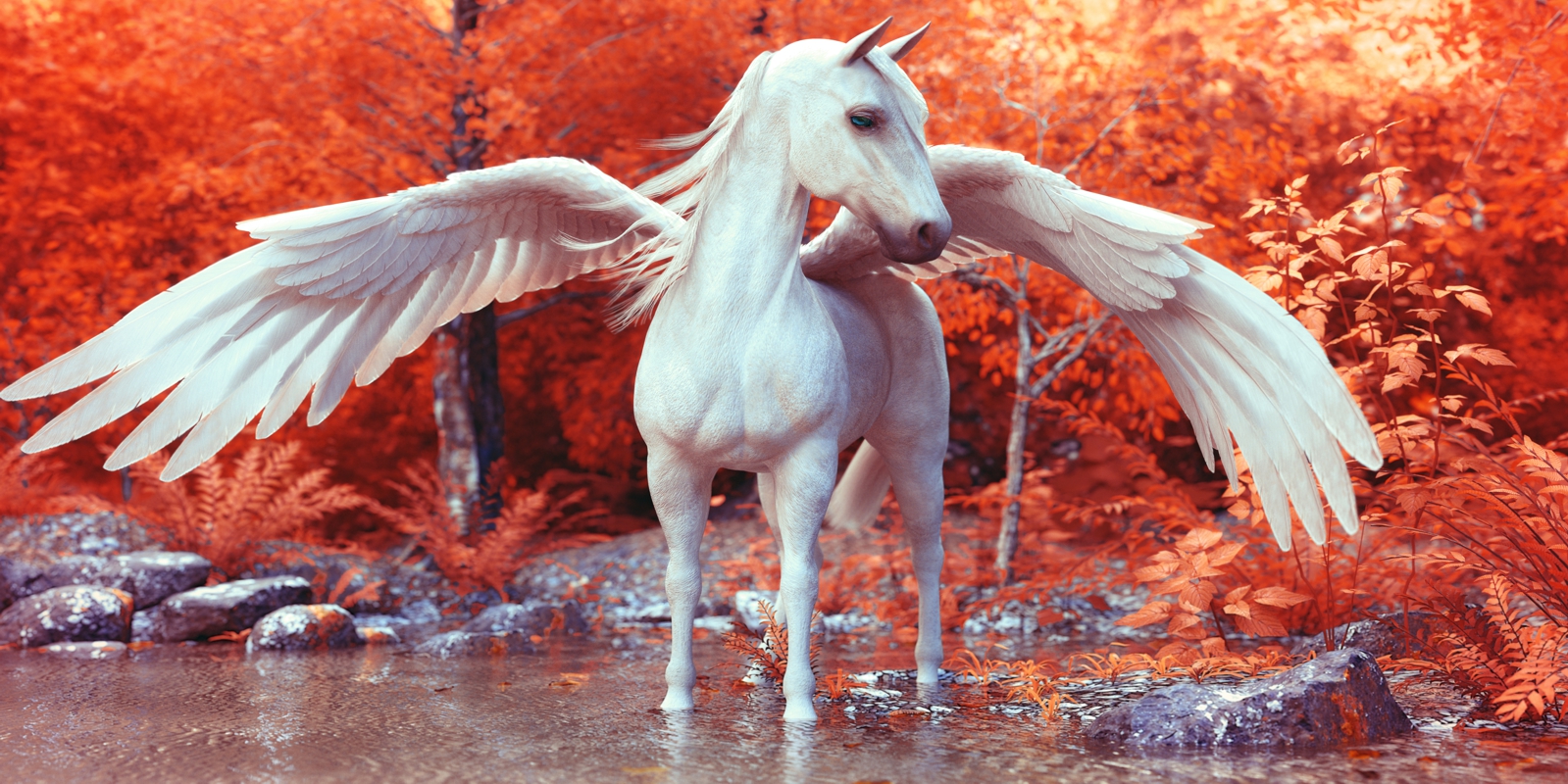 Vliestapete Poster Fototapete Tapete Pegasus Pferd Magic Wald