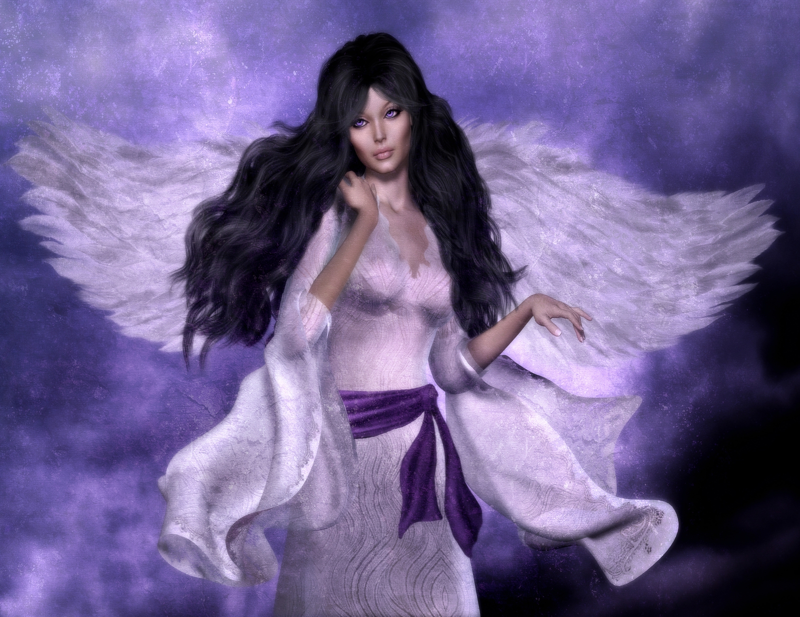 Leinwand Bild edel Fantasy Angel lila