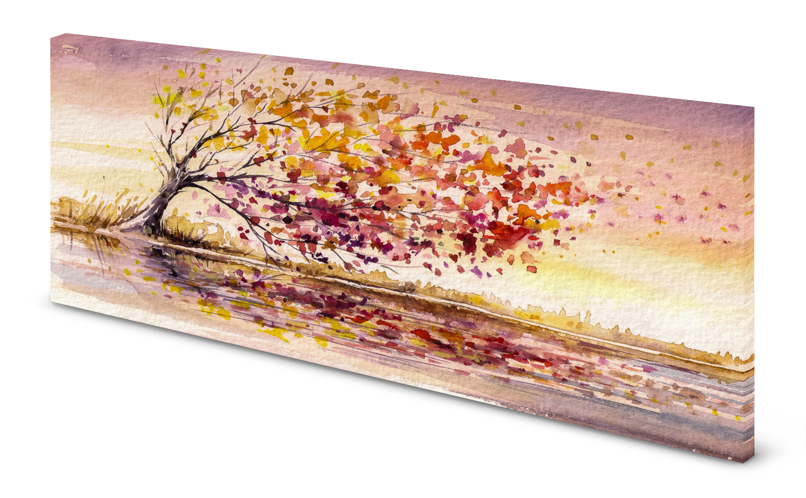 Magnettafel Pinnwand Bild Aquarell Baum Herbst Wind gekantet