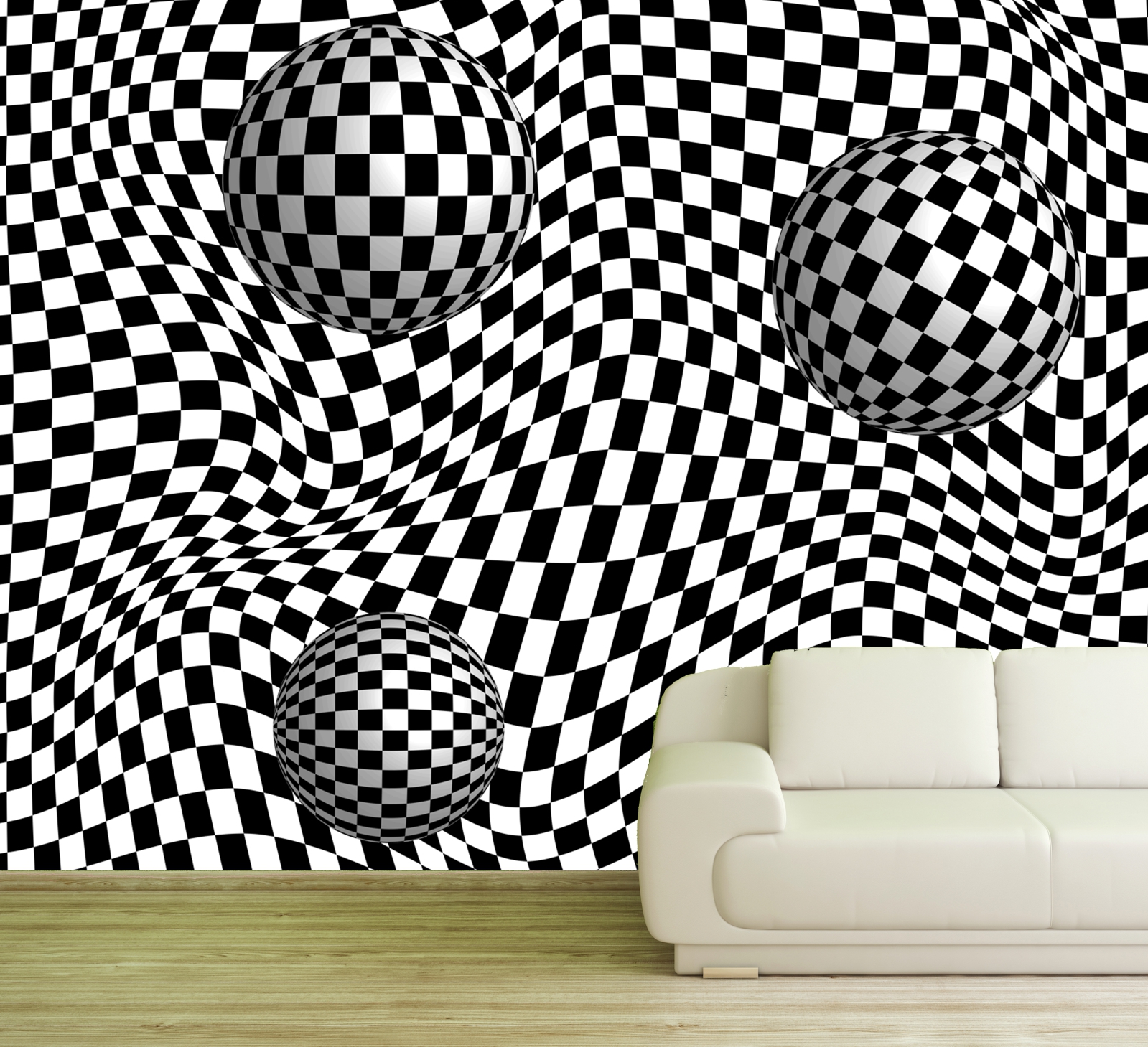 Vlies Tapete XXL Poster Fototapete 3D Effekt schwarz weiß Zebra Kugeln