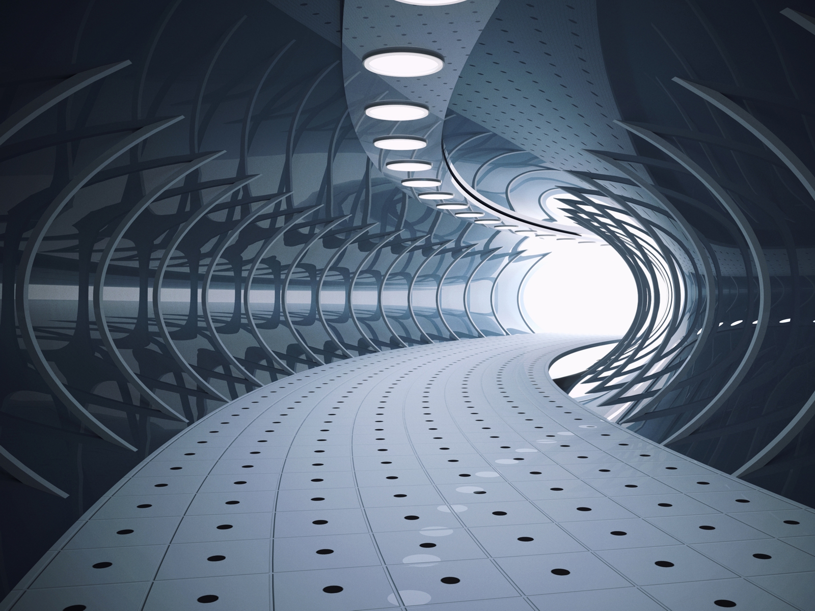 Vlies Tapete Poster XXL Fototapete 3D Tunnel abstrakt grau futuristisch