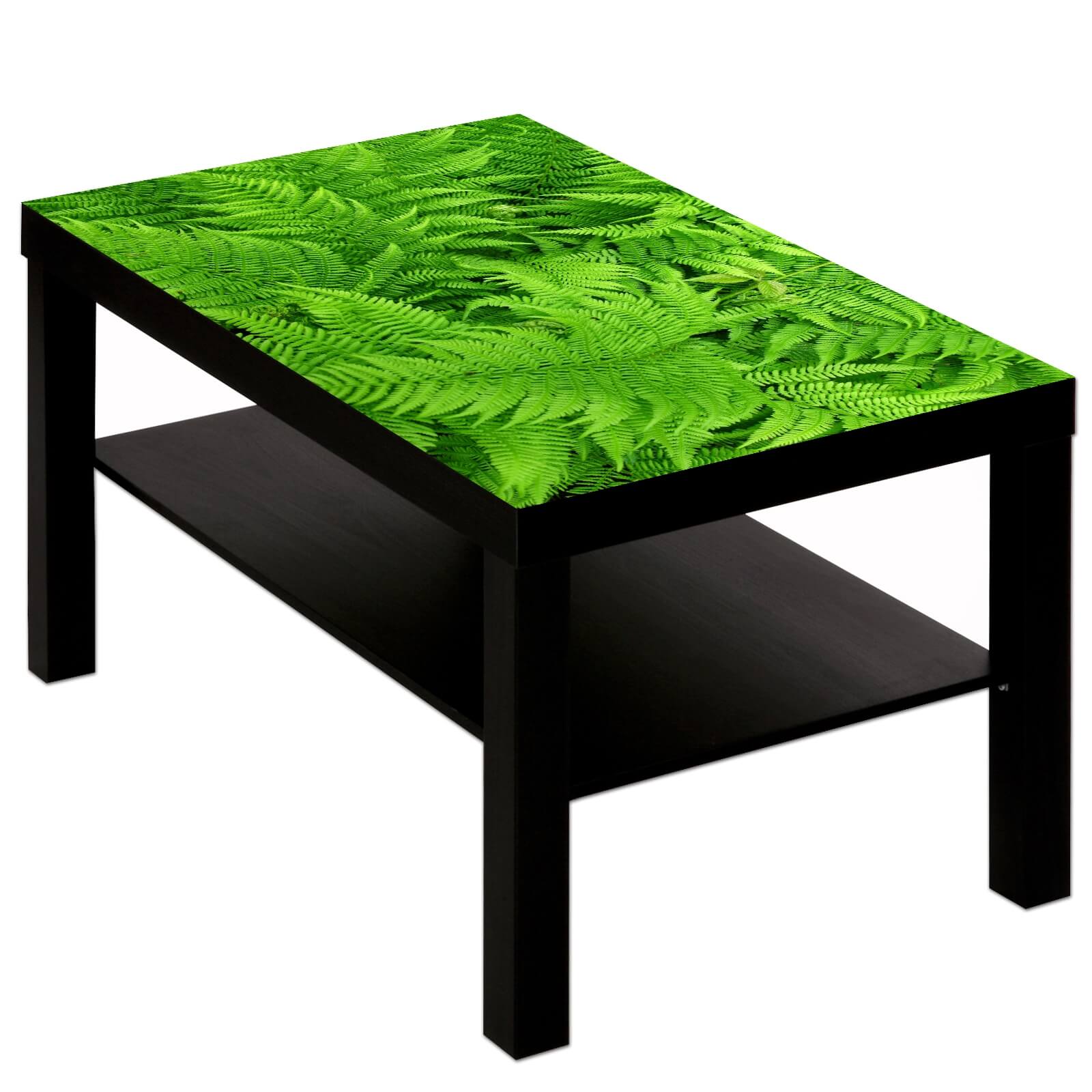 Couchtisch Tisch mit Motiv Bild Natur grün hell Farn Muster