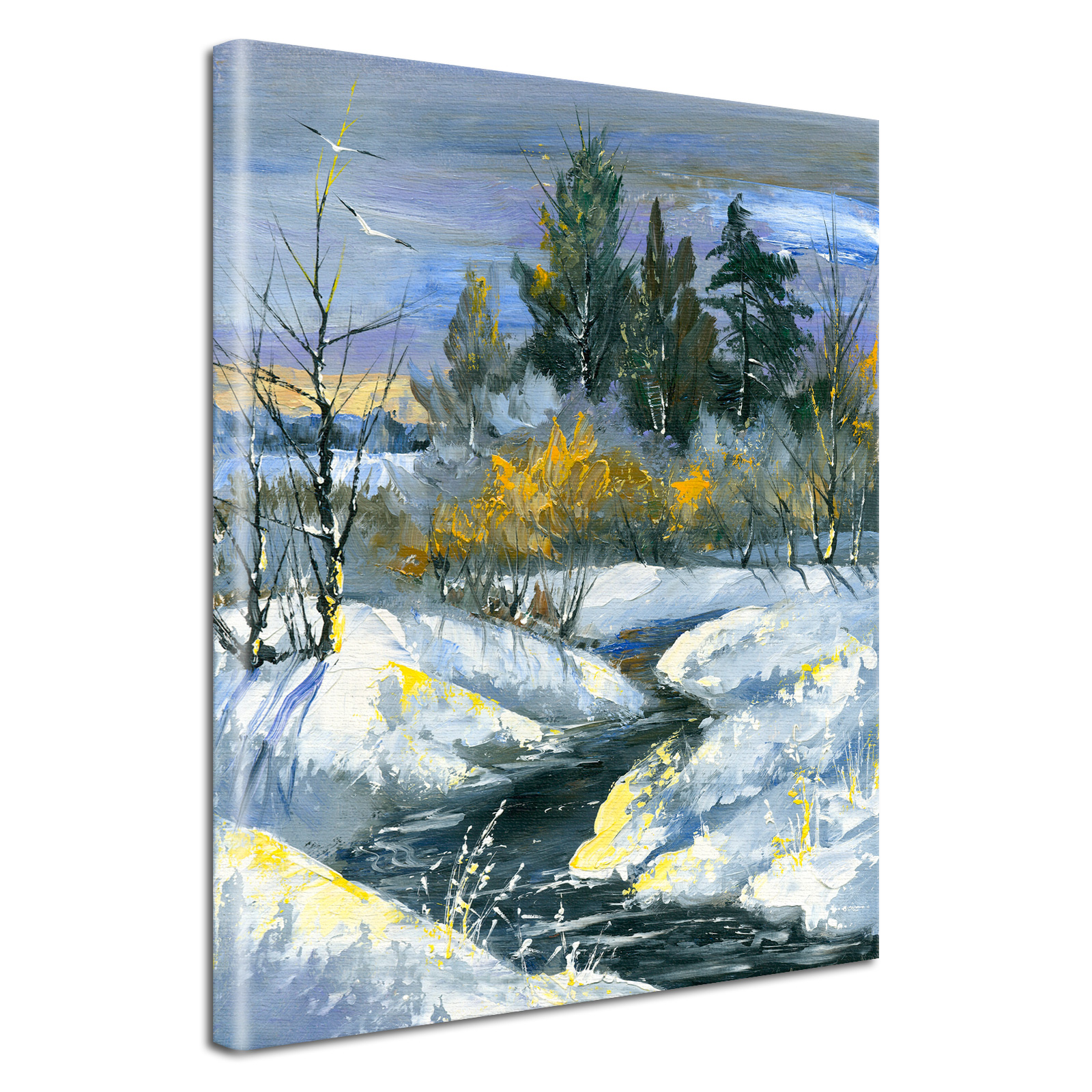 Leinwandbild Gemälde Winterlandschaft