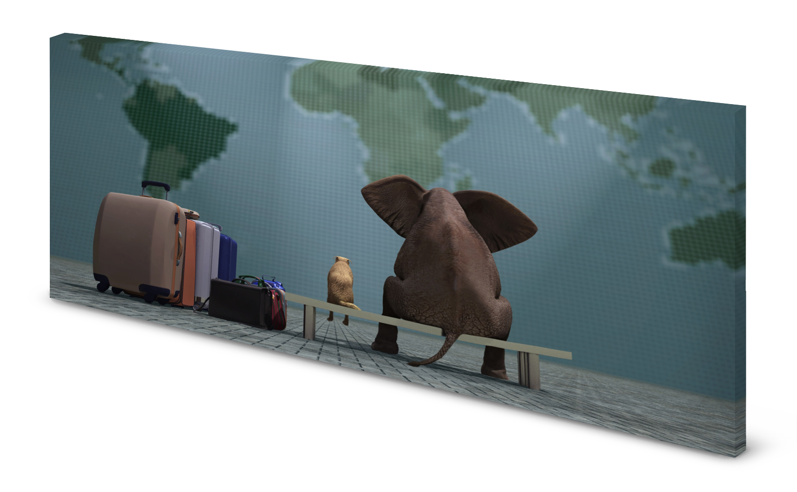 Magnettafel Pinnwand Bild Elefant Hund Freundschaft Weltreise gekantet