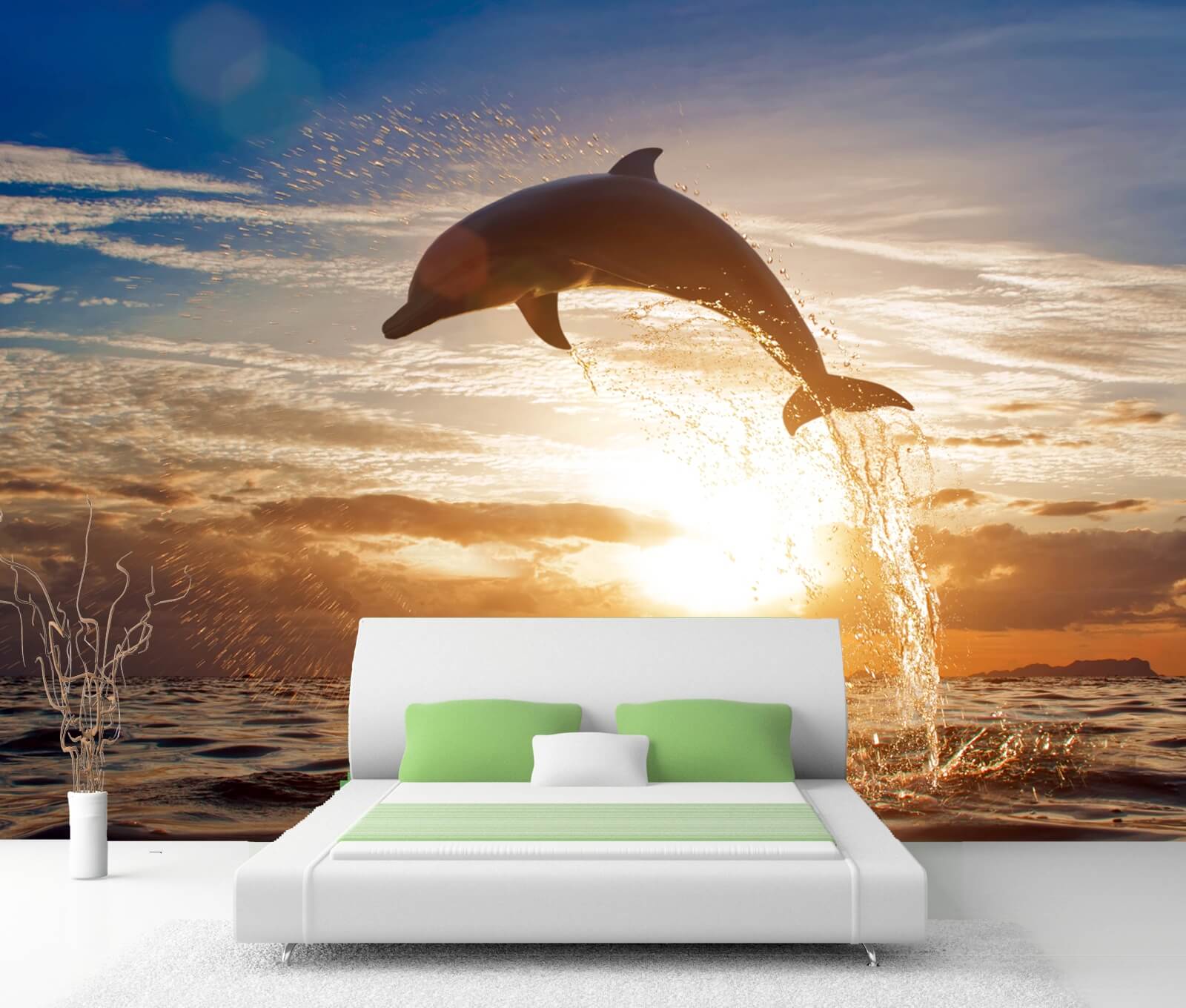 Vlies Tapete  Fototapete Delfin Ozean Sprung Sonne