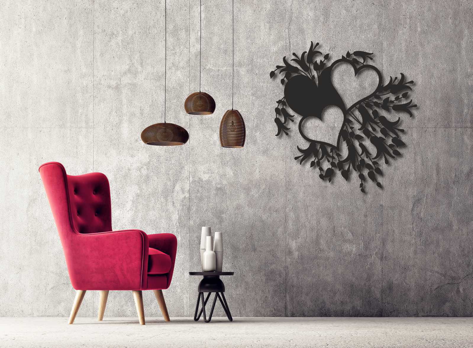 Bild Wandbild 3D Wandtattoo Acryl Mobile Herz Blumen Muster