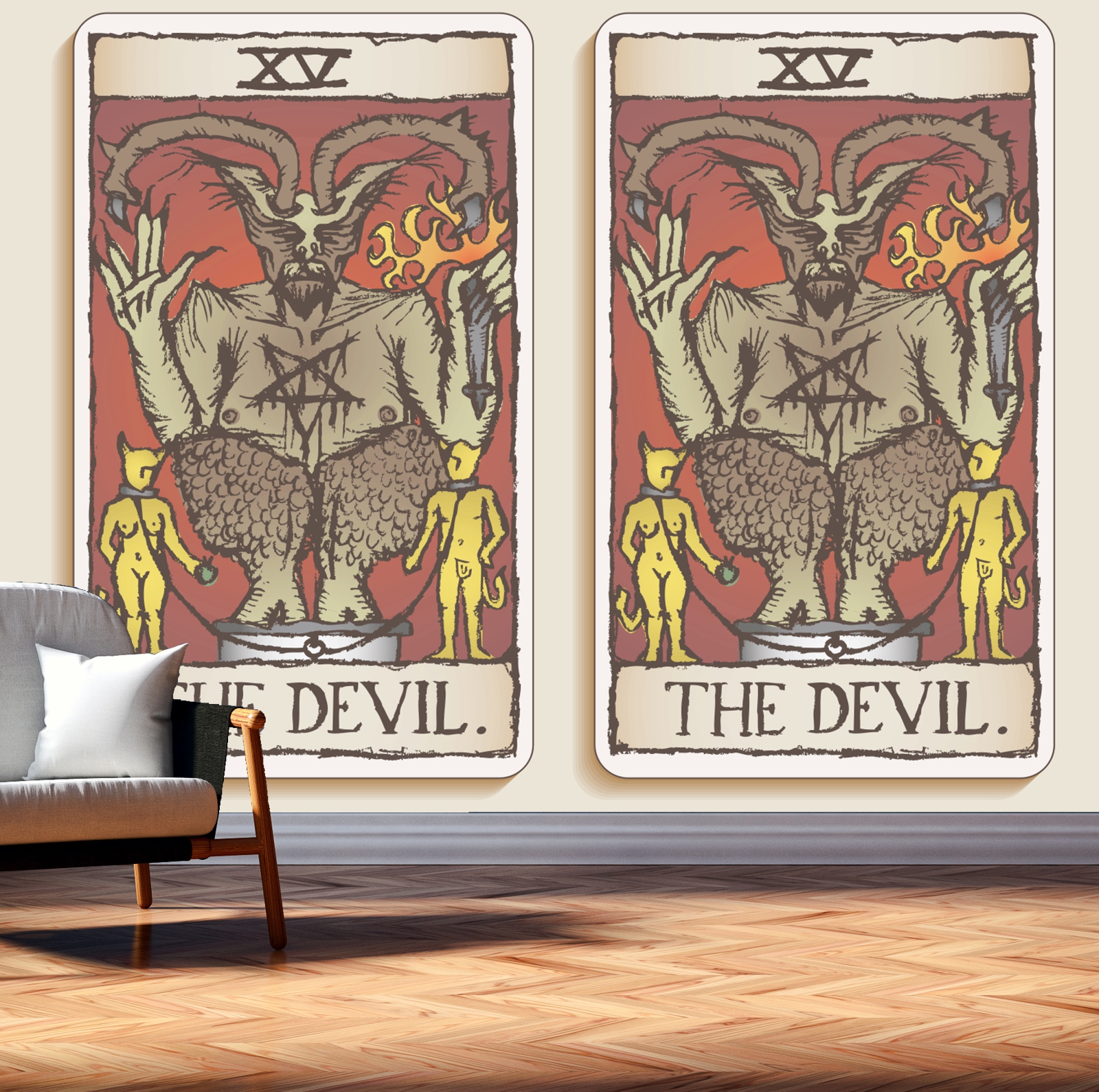 Vlies Tapete Poster Fototapete Tarot Karte Teufel Devil