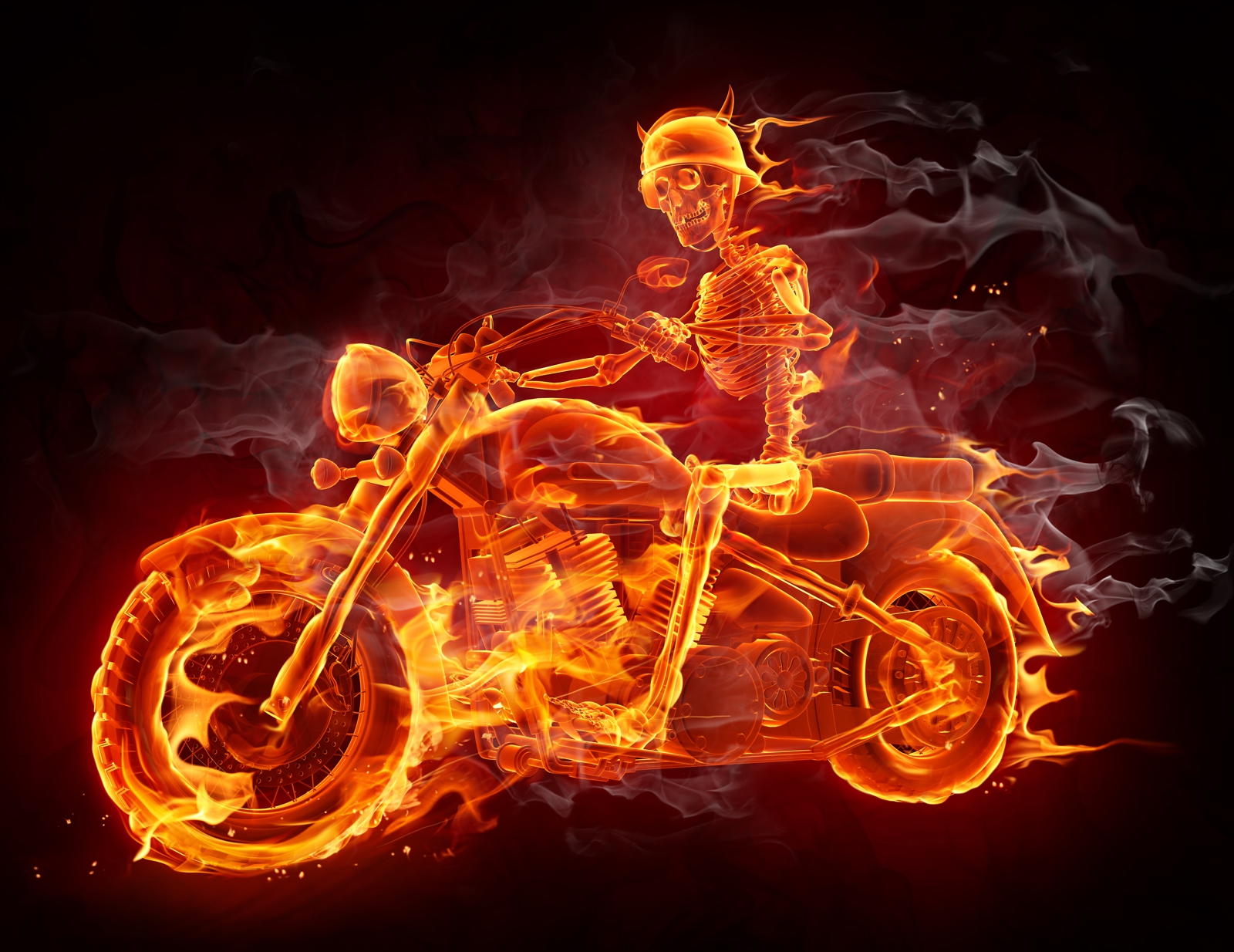 Leinwandbild Burn Flammen Bike