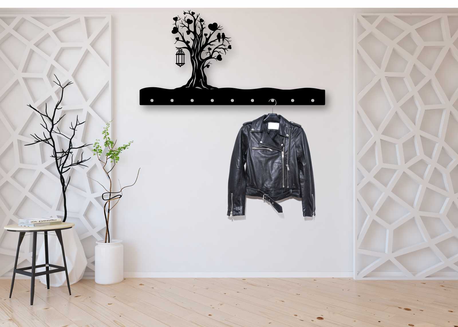 Garderobe Lebensbaum Wandgarderobe Designer-Garderobe  schwarz 120x60 cm
