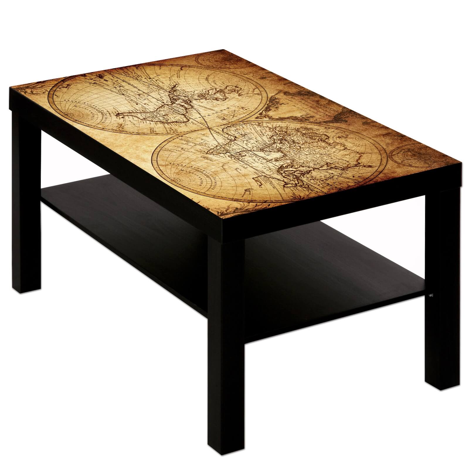 Couchtisch Tisch mit Motiv Bild Weltkarte Globus Antik