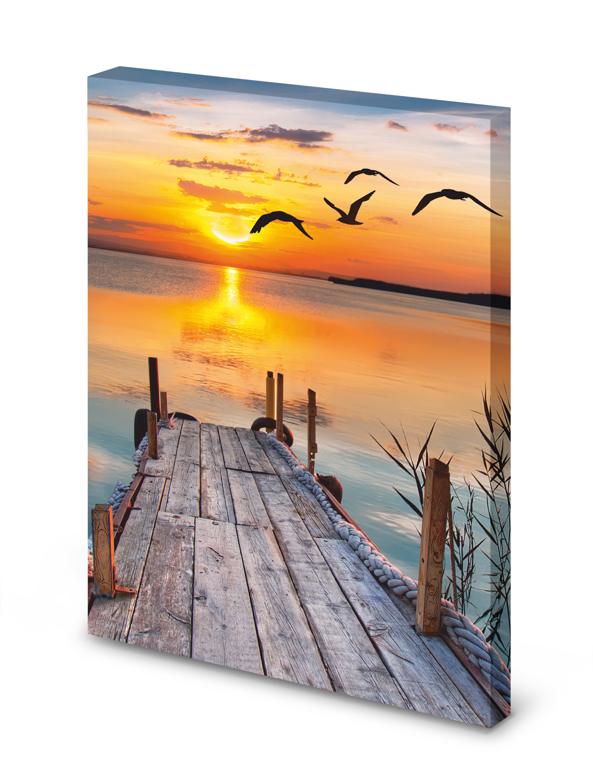 Magnettafel Pinnwand Bild Steg Abendsonne See Natur XXL gekantet
