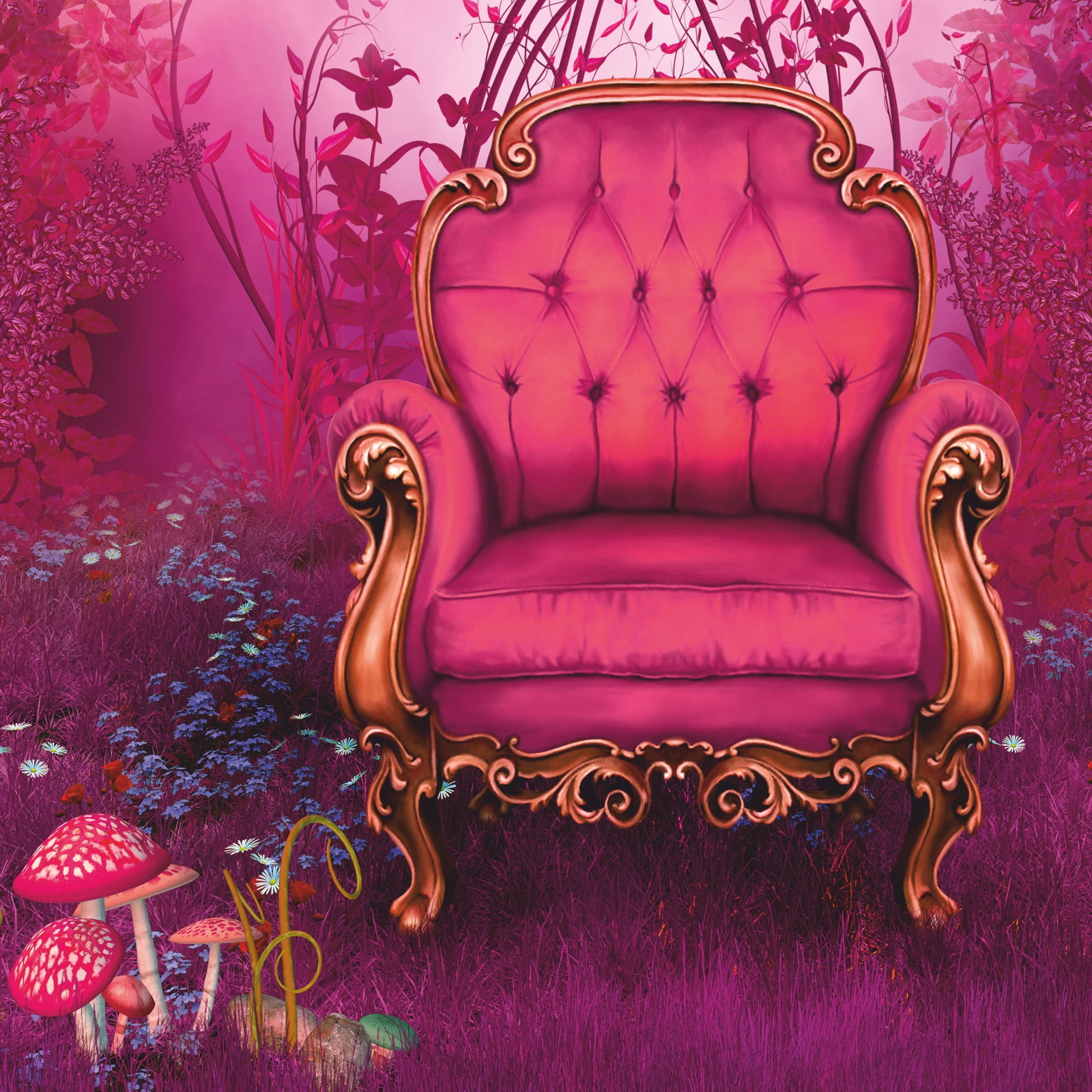 Beistelltisch Couchtisch mit Motiv Fantasy Märchensessel in pink