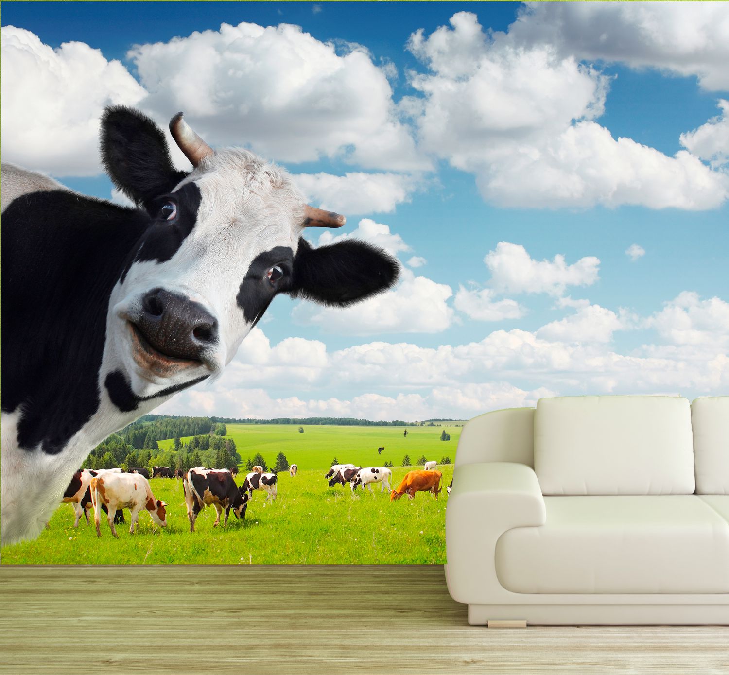XXL Poster Fototapete Tapete Vlies Tiere Kuh und Herde