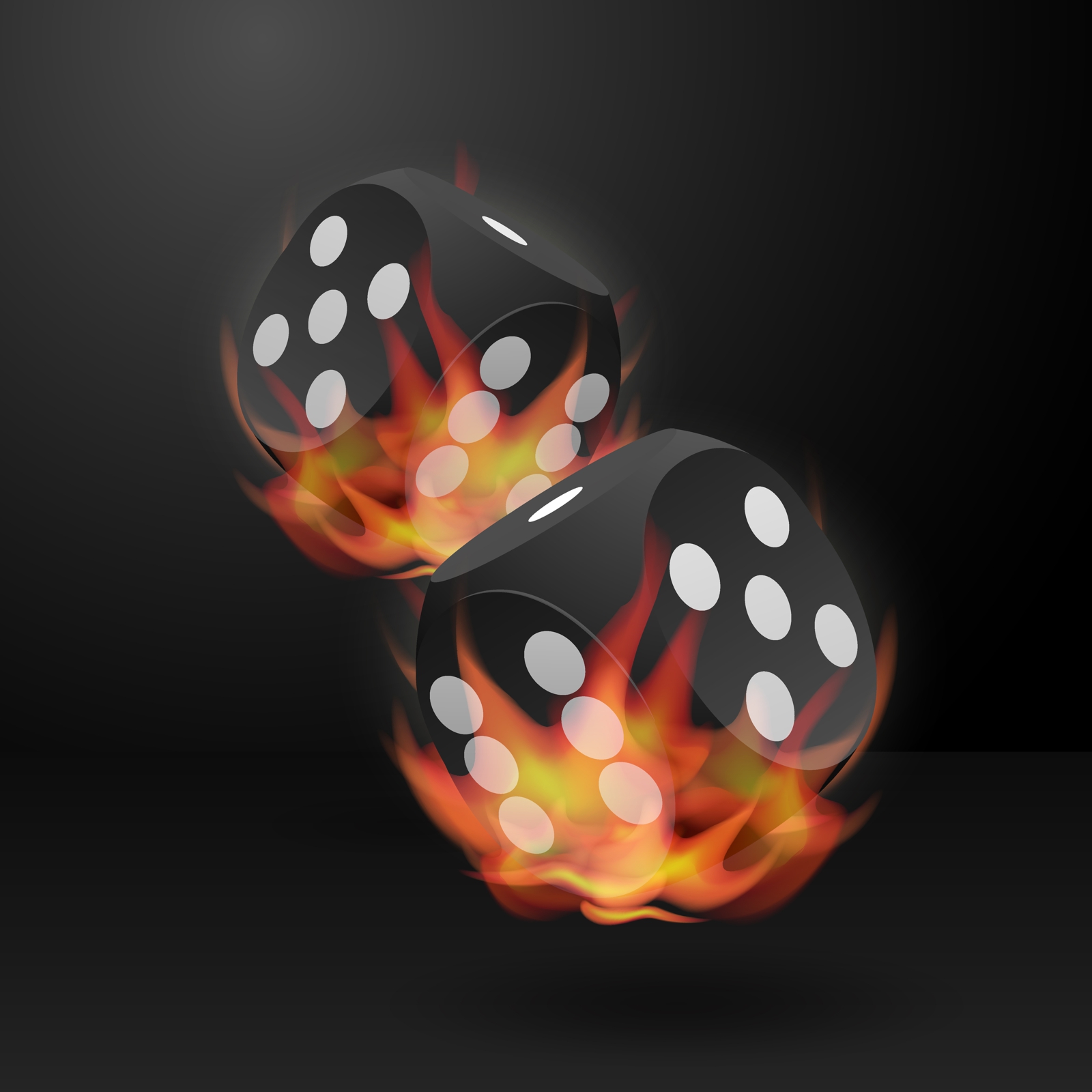 Beistelltisch Couchtisch mit Motiv Casino Würfel in schwarz auf Feuer