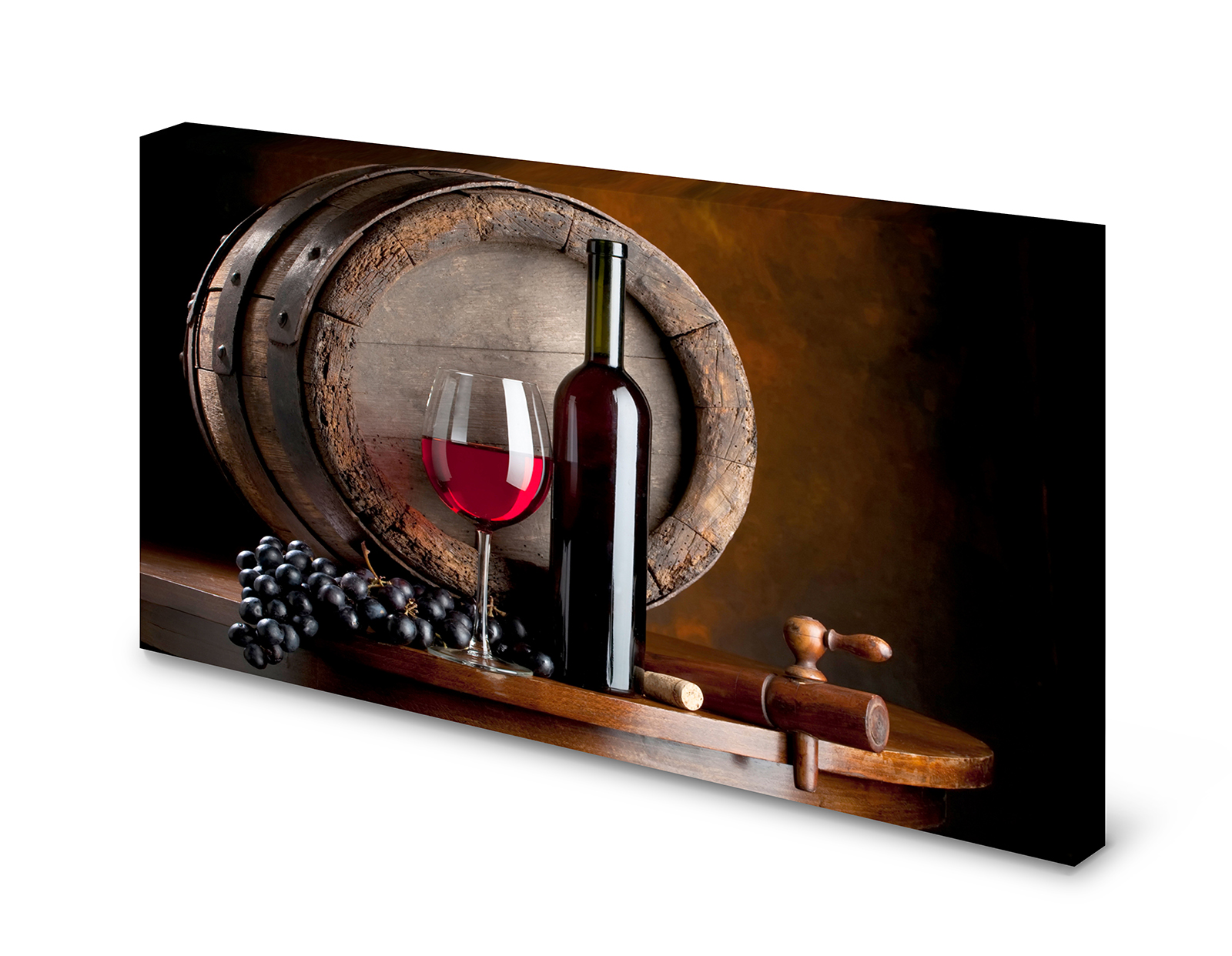 Magnettafel Pinnwand Bild Wein Weinfass Weintrauben gekantet