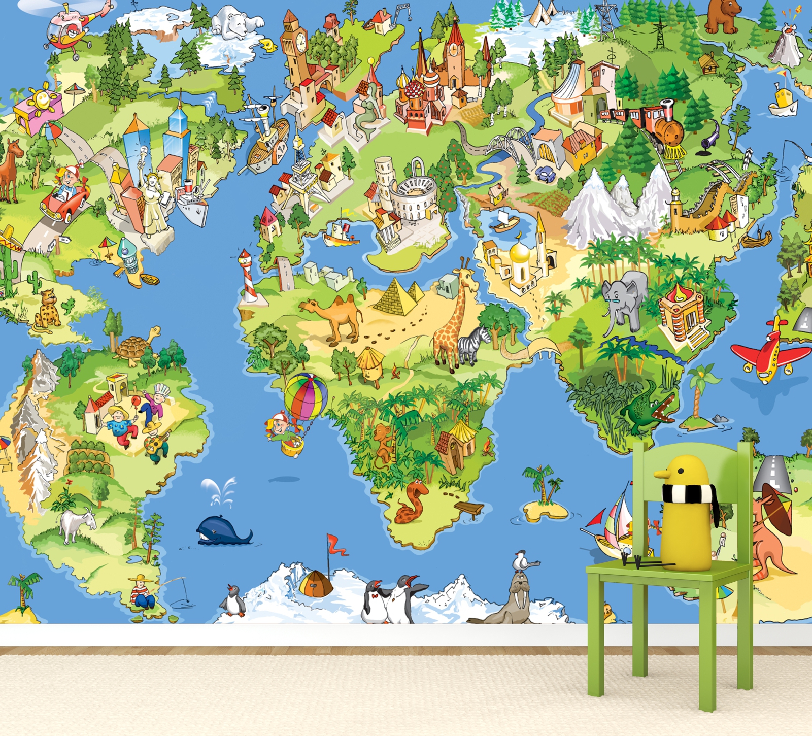 Vlies Tapete Poster Fototapete Kinderzimmer Weltkarte Landkarte