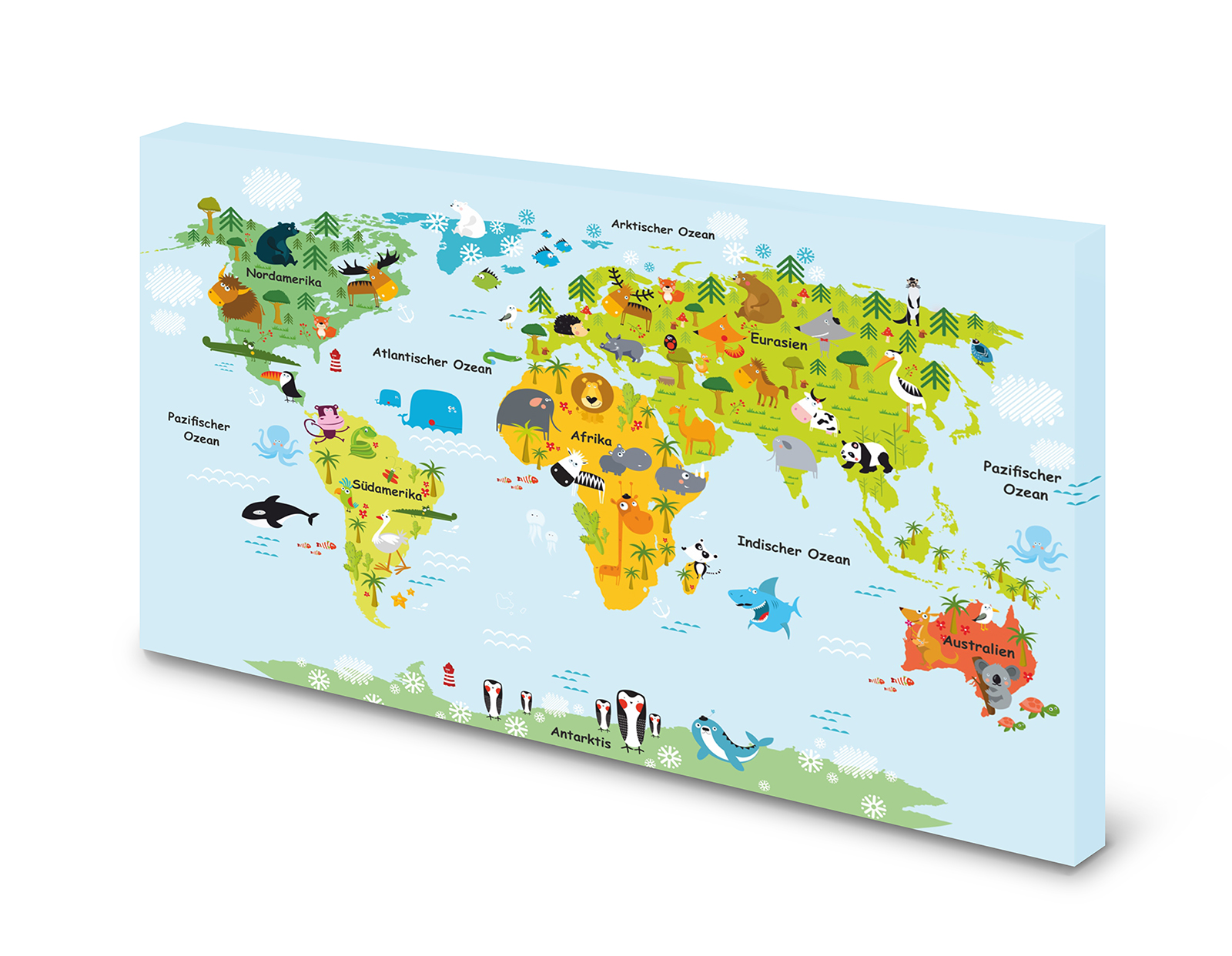 Magnettafel Pinnwand Bild   Weltkarte Landkarte für Kinder gekantet