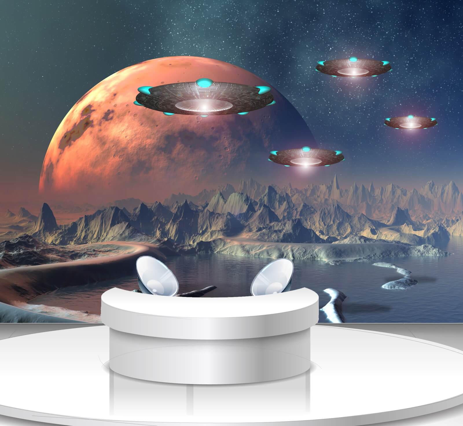 Vlies Tapete Poster Fototapete Science-Fiction Ufo Planet